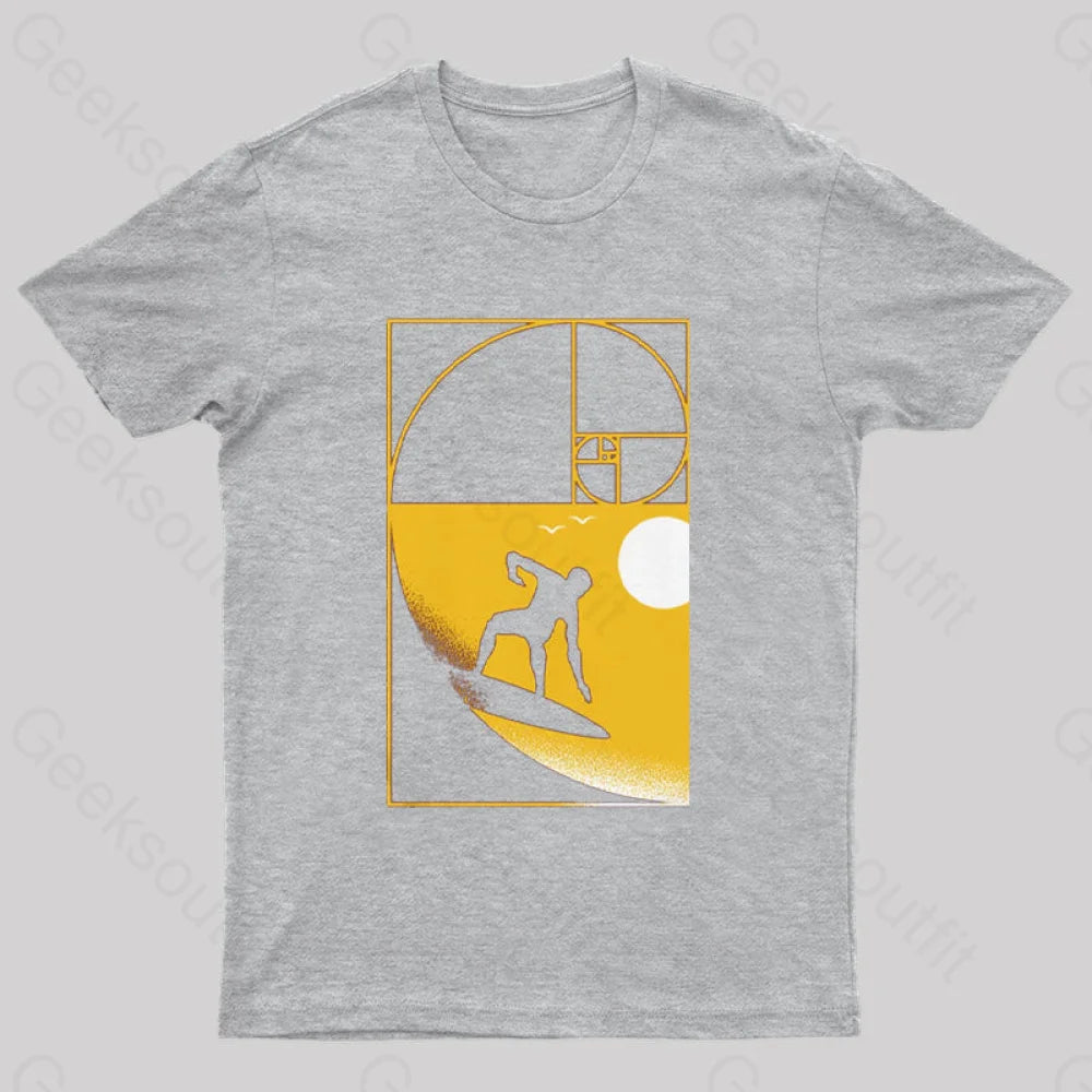 Golden Spiral Wave T-Shirt Grey / S