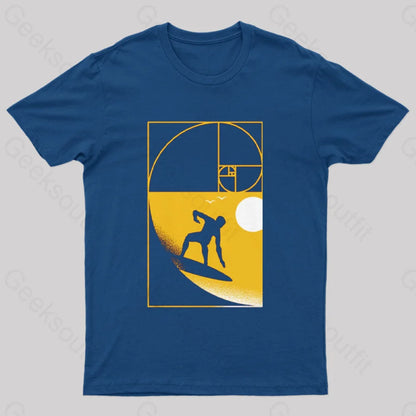 Golden Spiral Wave T-Shirt Navy / S