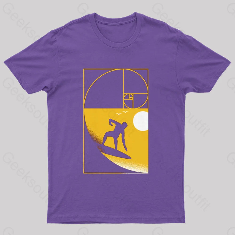 Golden Spiral Wave T-Shirt Purple / S