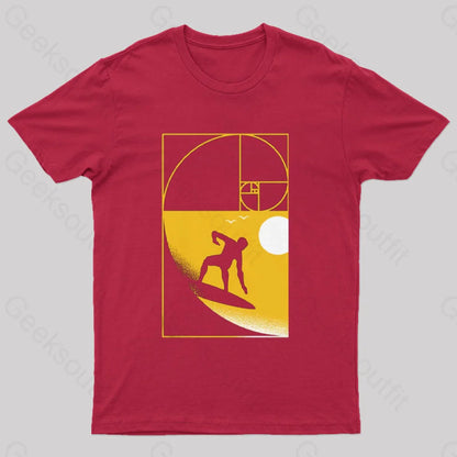 Golden Spiral Wave T-Shirt Red / S