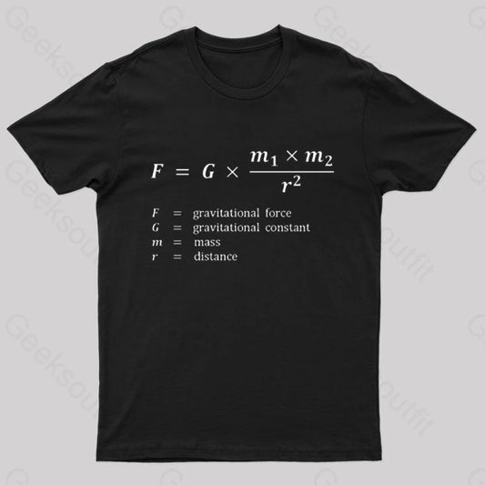 Gravitational Force Formula Nerd T-Shirt Black / S