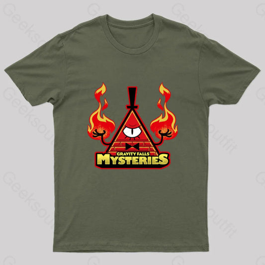 Gravity Falls Mysteries Geek T-Shirt Army Green / S