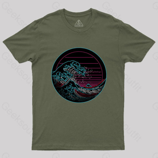 Great Neon Wave T-Shirt Army Green / S