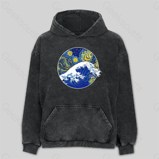 Great Starry Wave Off Kanagawa Washed Hoodie M