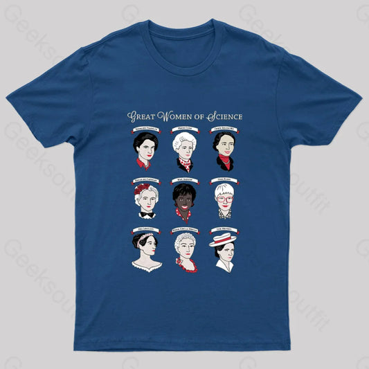 Great Women Of Science Geek T-Shirt Navy / S