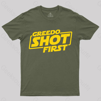 Greedo Shot First Geek T-Shirt Army Green / S