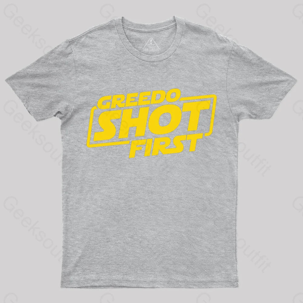 Greedo Shot First Geek T-Shirt Grey / S