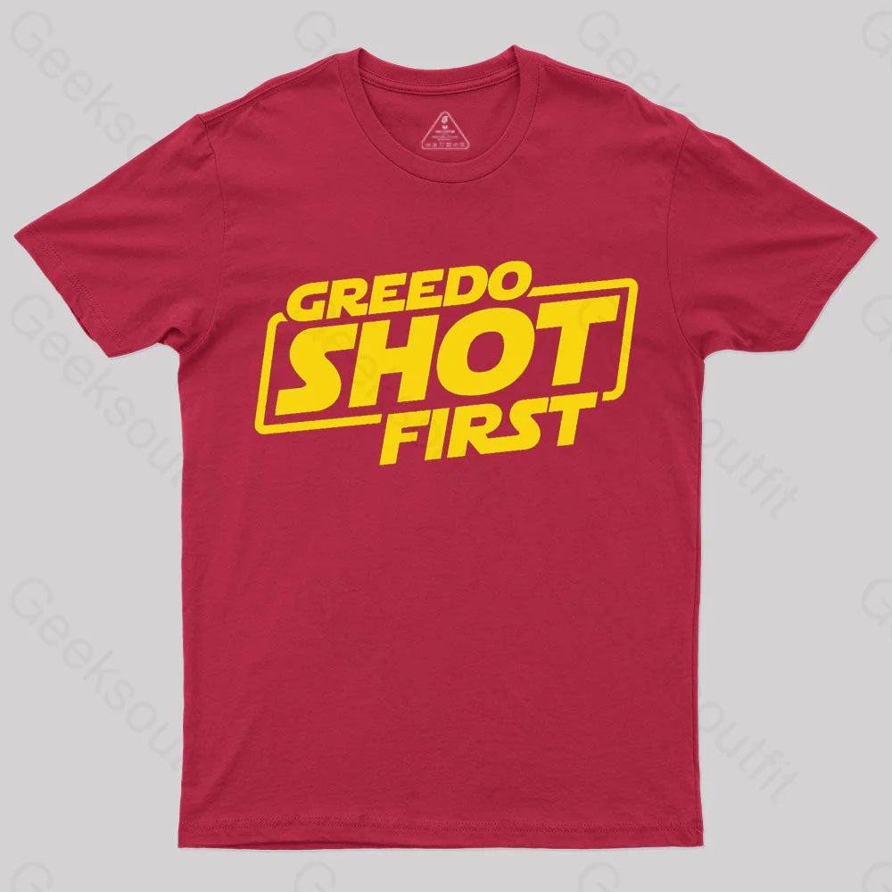 Greedo Shot First Geek T-Shirt Red / S