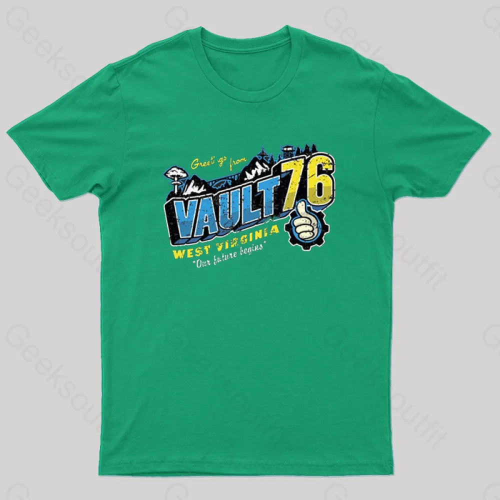 Greetings From Wv Vault Geek T-Shirt Green / S