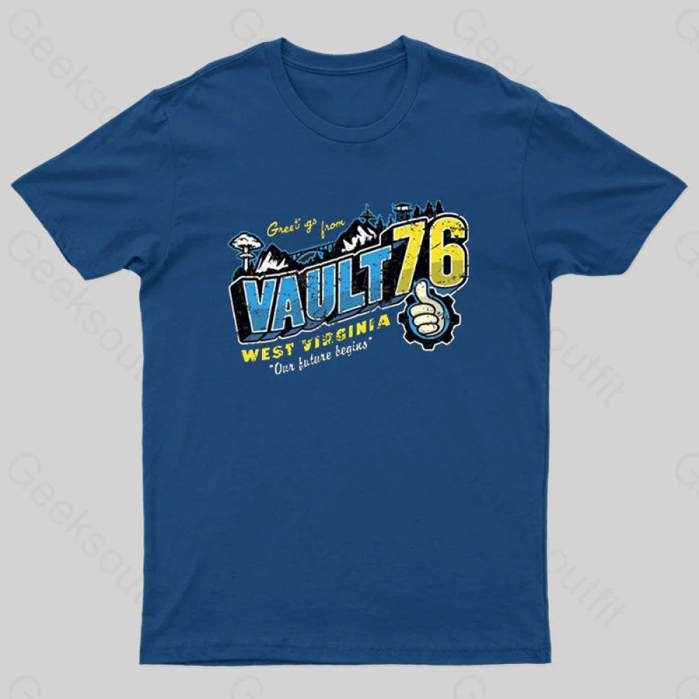 Greetings From Wv Vault Geek T-Shirt Navy / S