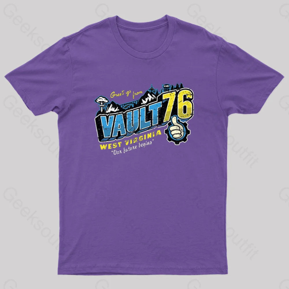 Greetings From Wv Vault Geek T-Shirt Purple / S