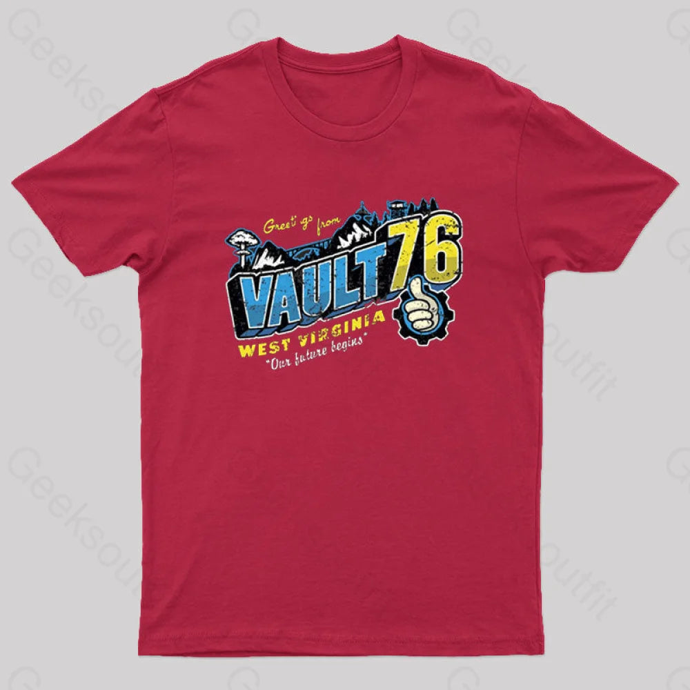 Greetings From Wv Vault Geek T-Shirt Red / S