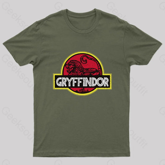 Gryffindor Park Nerd T-Shirt Army Green / S