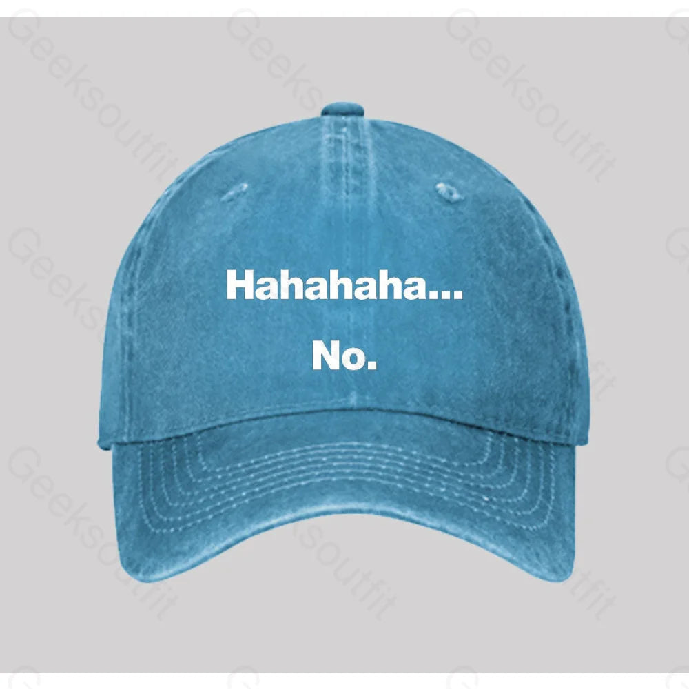 Hahahaha.... No Washed Vintage Baseball Cap Blue