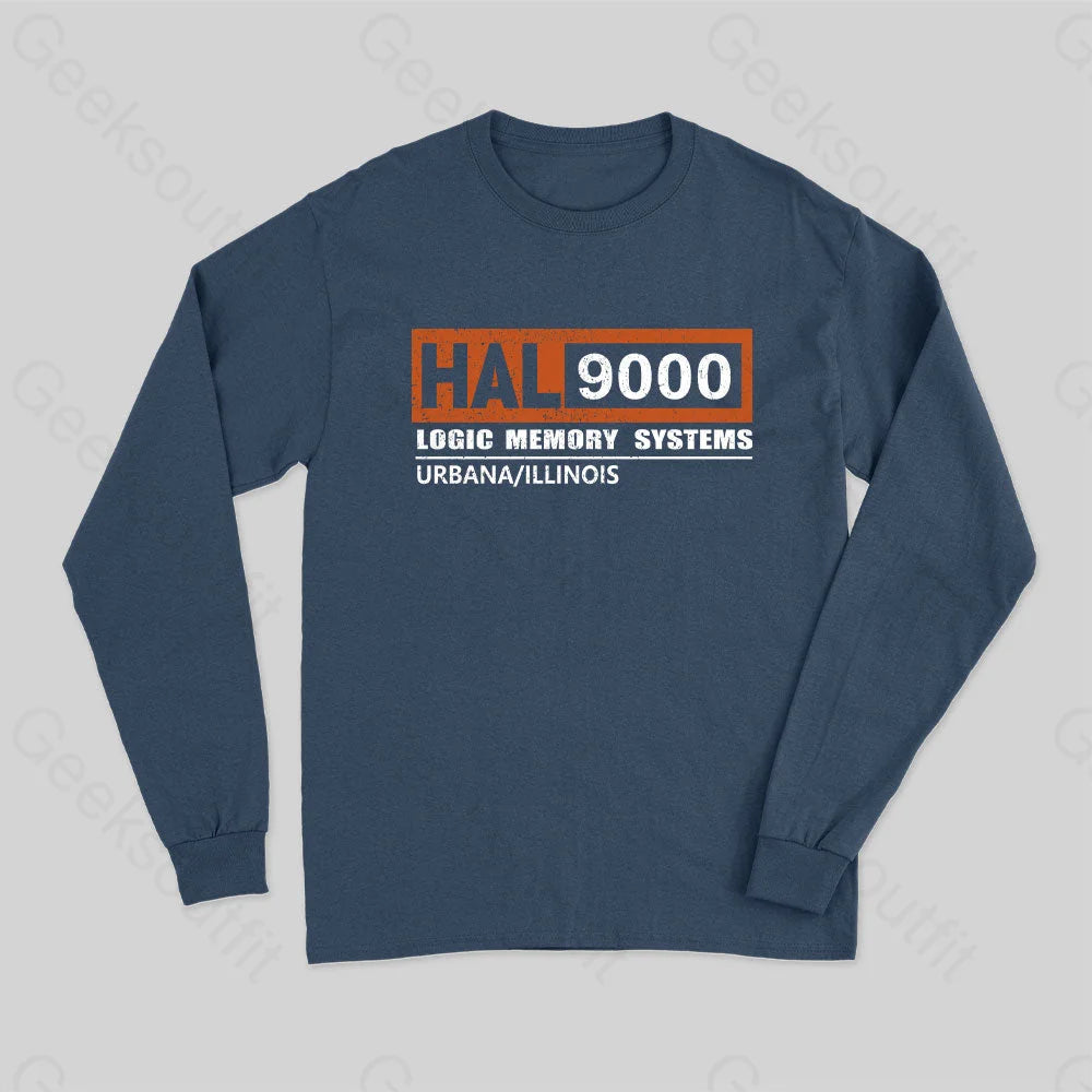 Hal 9000 Distressed Long Sleeve T-Shirt Navy / S