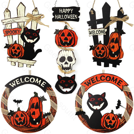 Halloween Wooden Garland Door Sign