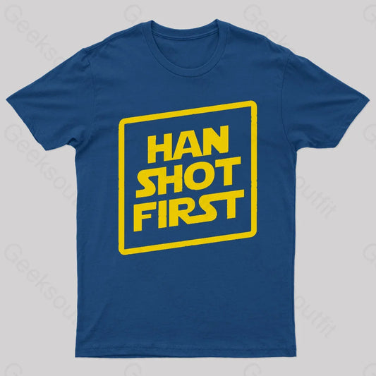 Han Shot First Nerd T-Shirt Navy / S