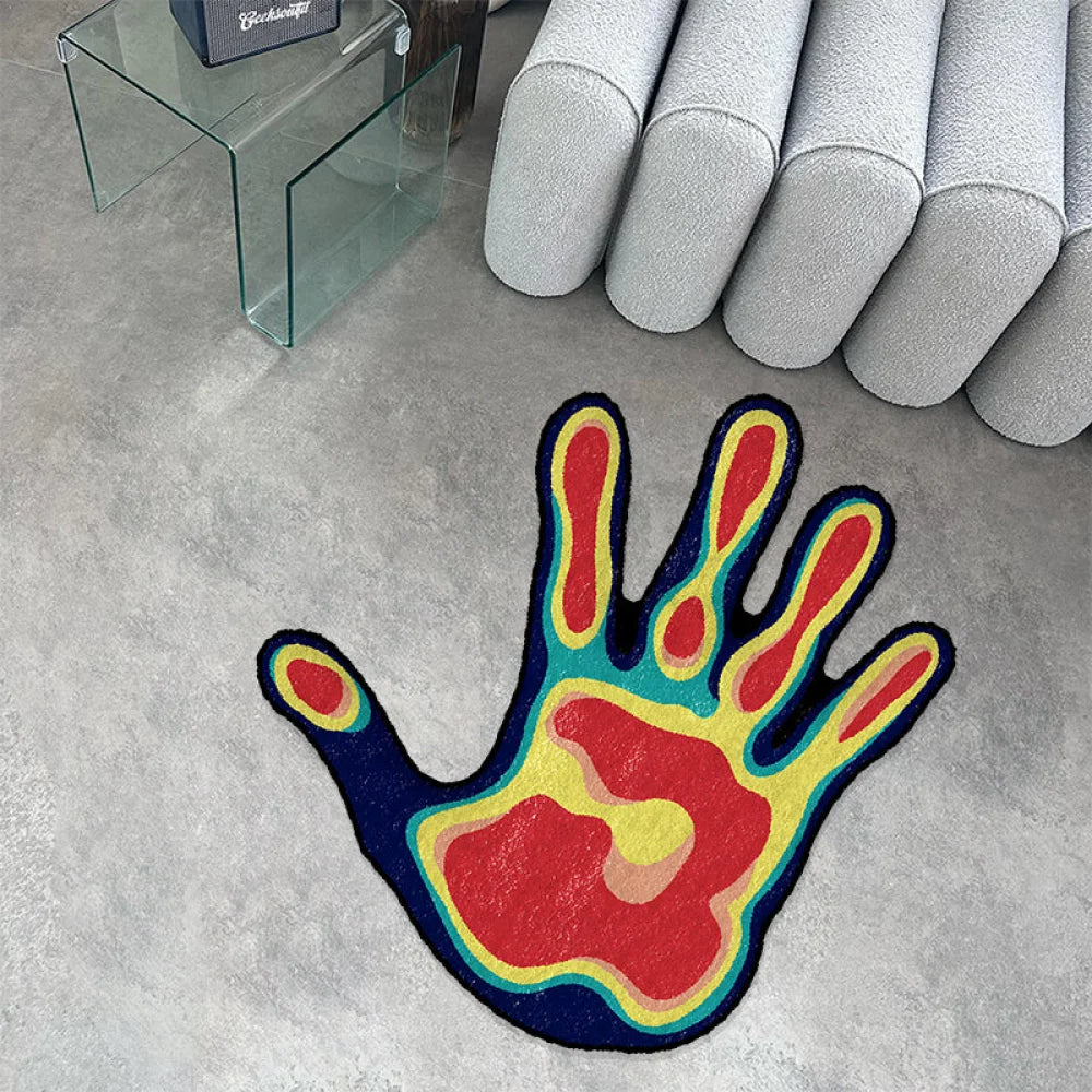 Handprint Heat Map Funny Imitation Wool Rug 80Cm