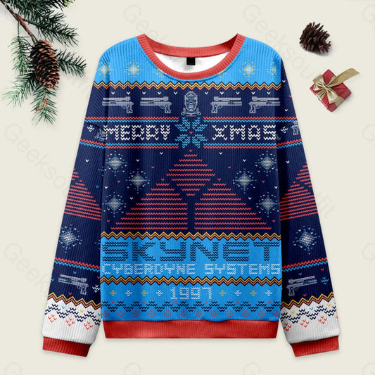 Happy Cyber Xmas Blue Ugly Christmas Sweater