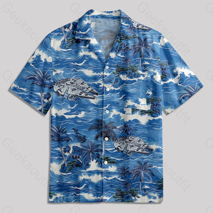 Hawaii Space Ship Button Up Pocket Shirt Yc