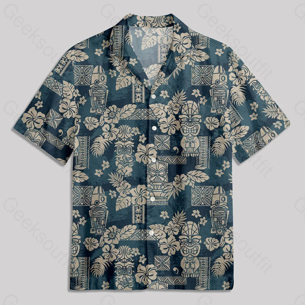 Hawaii Tiki Totem Button Up Pocket Shirt Hawaiian / S Bus606 Yc