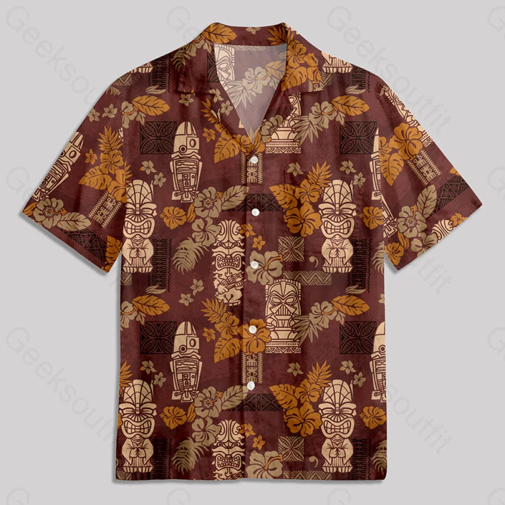 Hawaii Tiki Totem Button Up Pocket Shirt Hawaiian / S Bus607 Yc