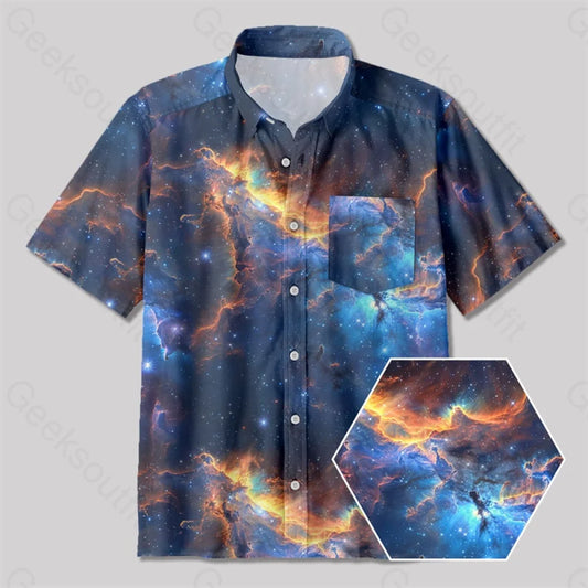 Hawaiian Style Under The Stars Button Up Pocket Shirt Yc