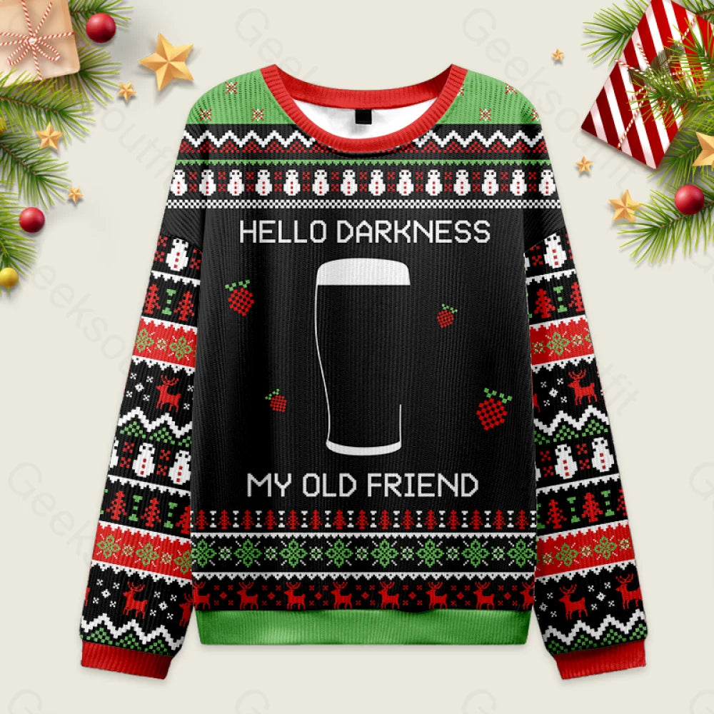 Hello Darkness My Old Friend Black Ugly Christmas Sweater Men’s Style-S