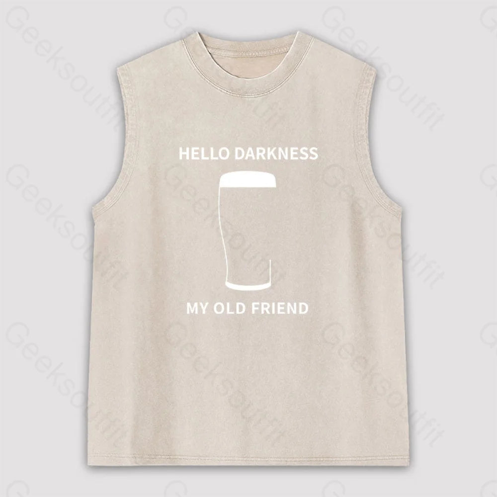 Hello Darkness My Old Friend Unisex Washed Tank Apricot / S