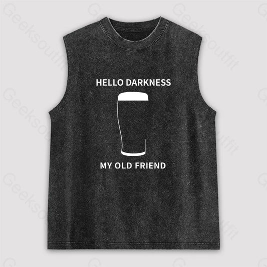 Hello Darkness My Old Friend Unisex Washed Tank Black / S