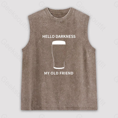 Hello Darkness My Old Friend Unisex Washed Tank Brown / S