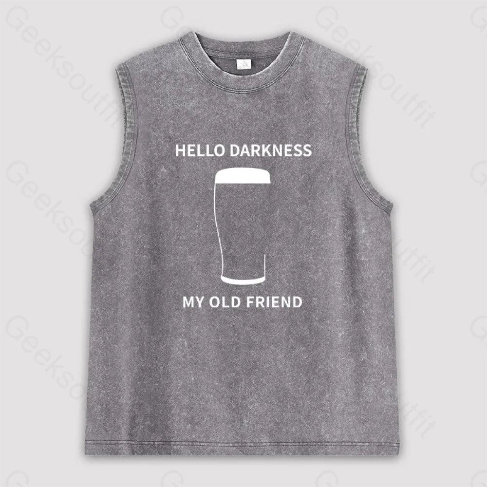 Hello Darkness My Old Friend Unisex Washed Tank Grey / S