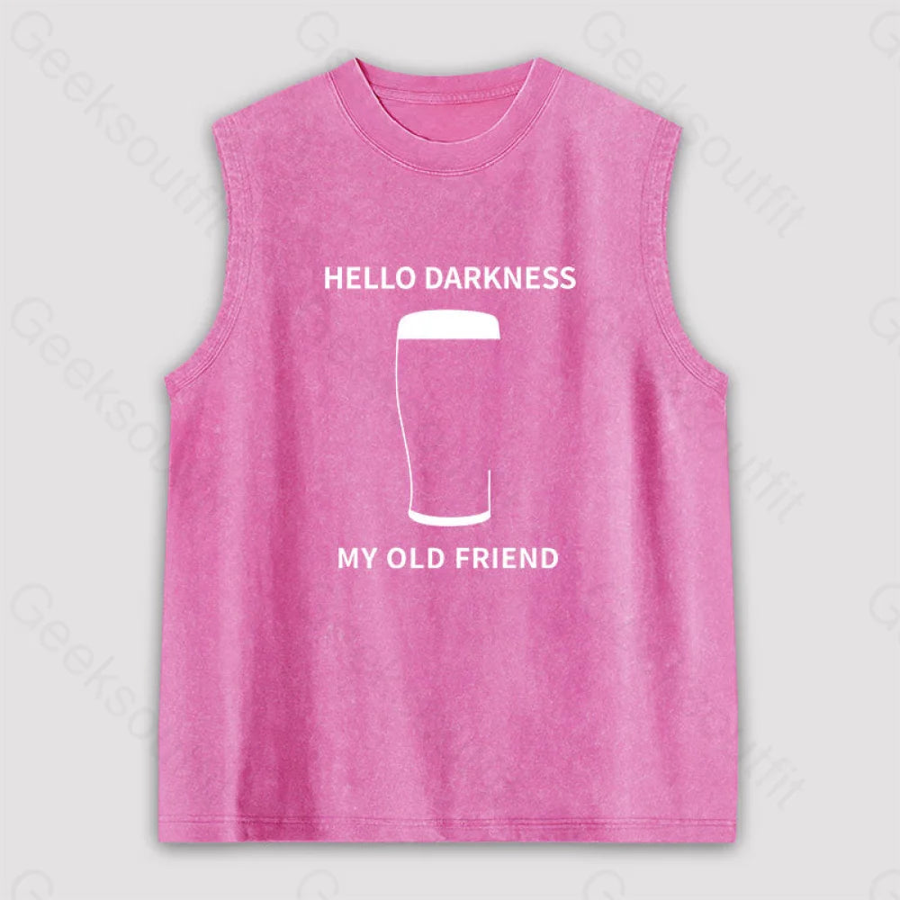 Hello Darkness My Old Friend Unisex Washed Tank Pink / S