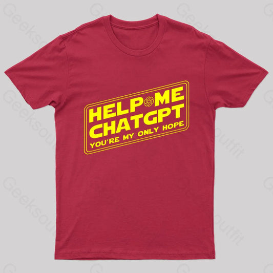 Help Me Chatgpt You’re My Only Hope Nerd T-Shirt Red / S