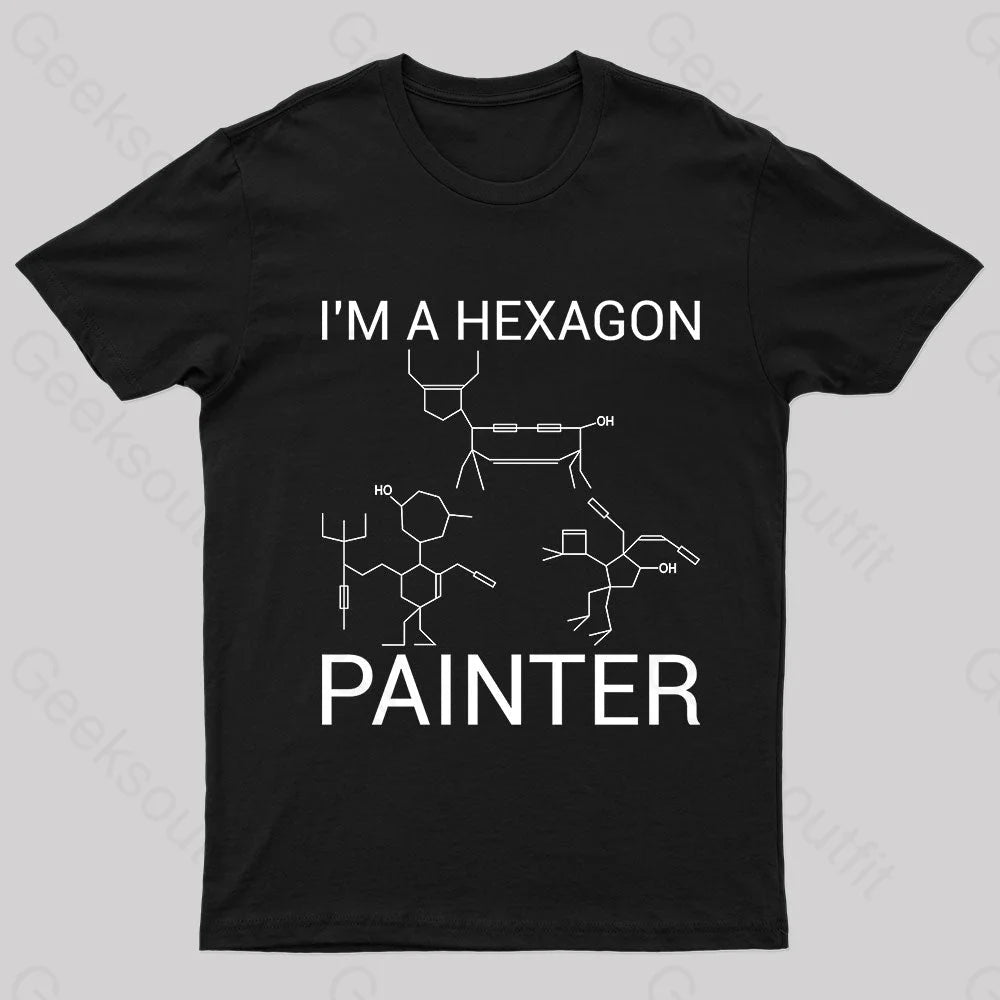 Hexagon Painter Nerd T-Shirt Black / S