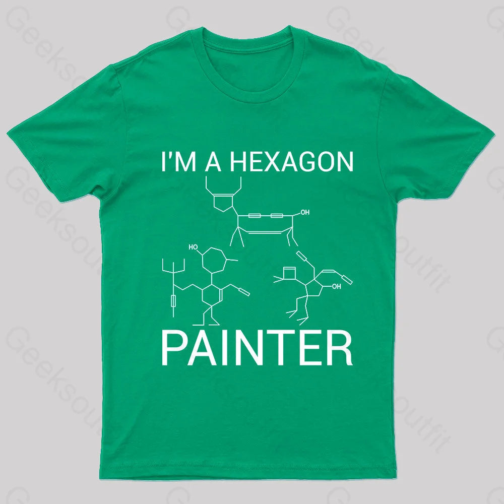 Hexagon Painter Nerd T-Shirt Green / S