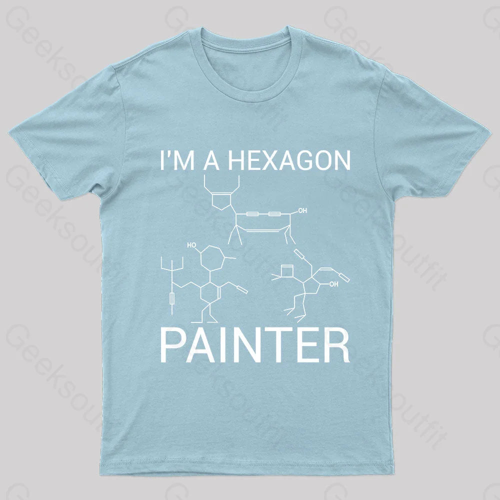 Hexagon Painter Nerd T-Shirt Light Blue / S