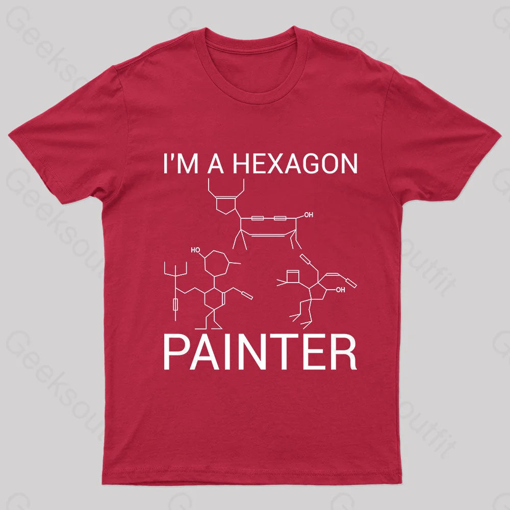 Hexagon Painter Nerd T-Shirt Red / S