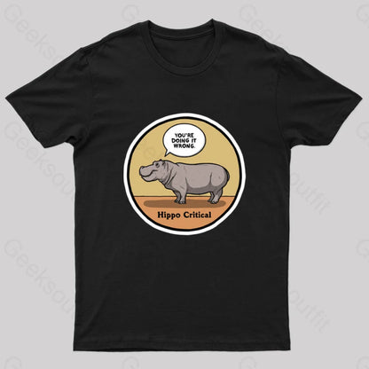 Hippo Critical Geek T-Shirt Black / S