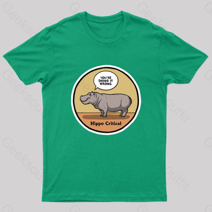 Hippo Critical Geek T-Shirt Green / S