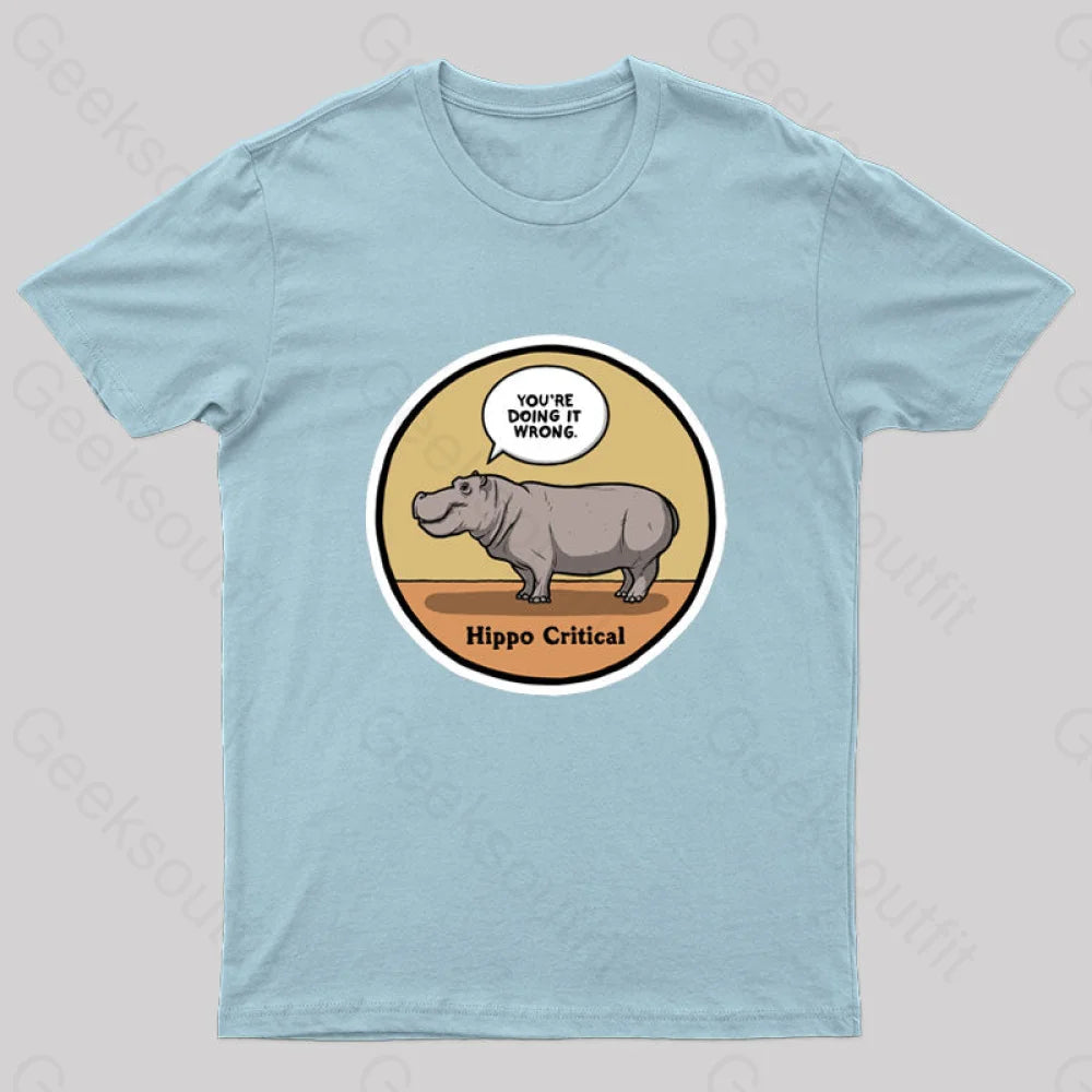 Hippo Critical Geek T-Shirt Light Blue / S