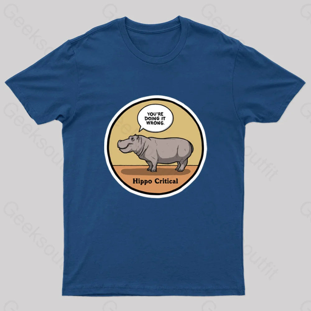 Hippo Critical Geek T-Shirt Navy / S