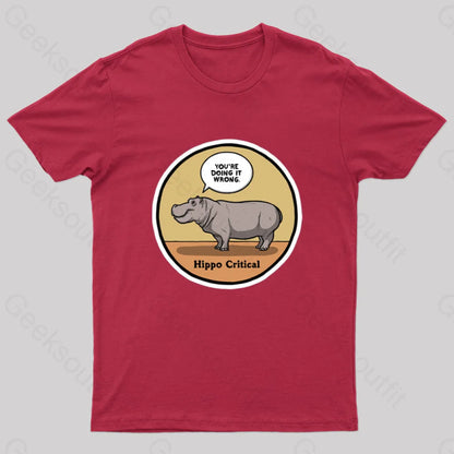 Hippo Critical Geek T-Shirt Red / S