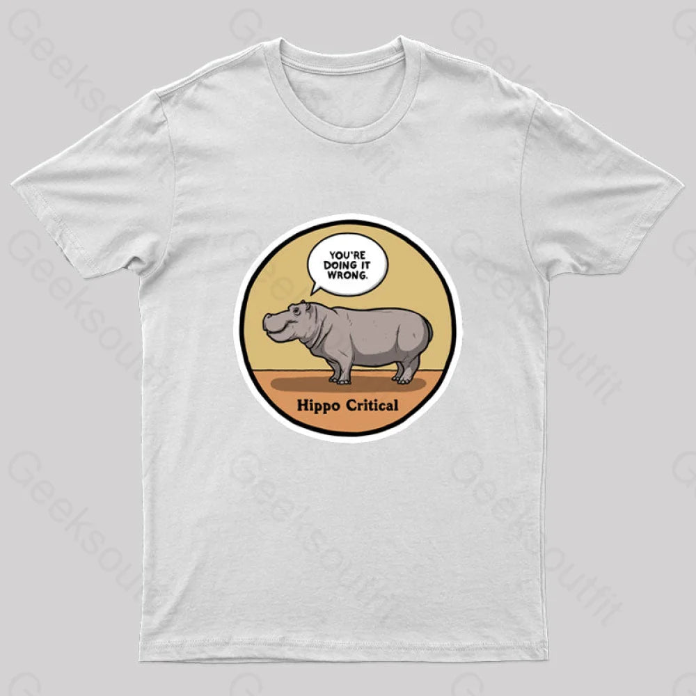 Hippo Critical Geek T-Shirt White / S