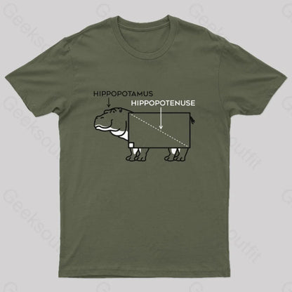 Hippopotamus And Hypotenuse T-Shirt Army Green / S