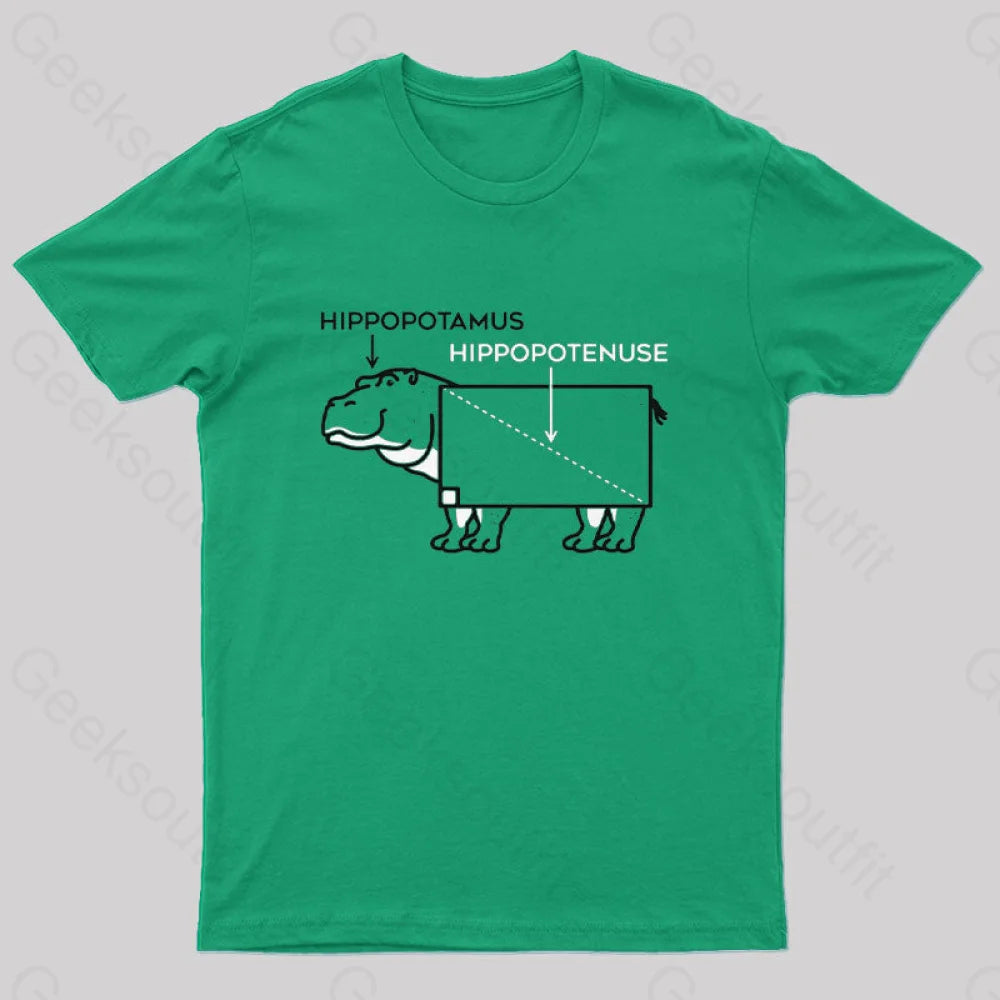 Hippopotamus And Hypotenuse T-Shirt Green / S