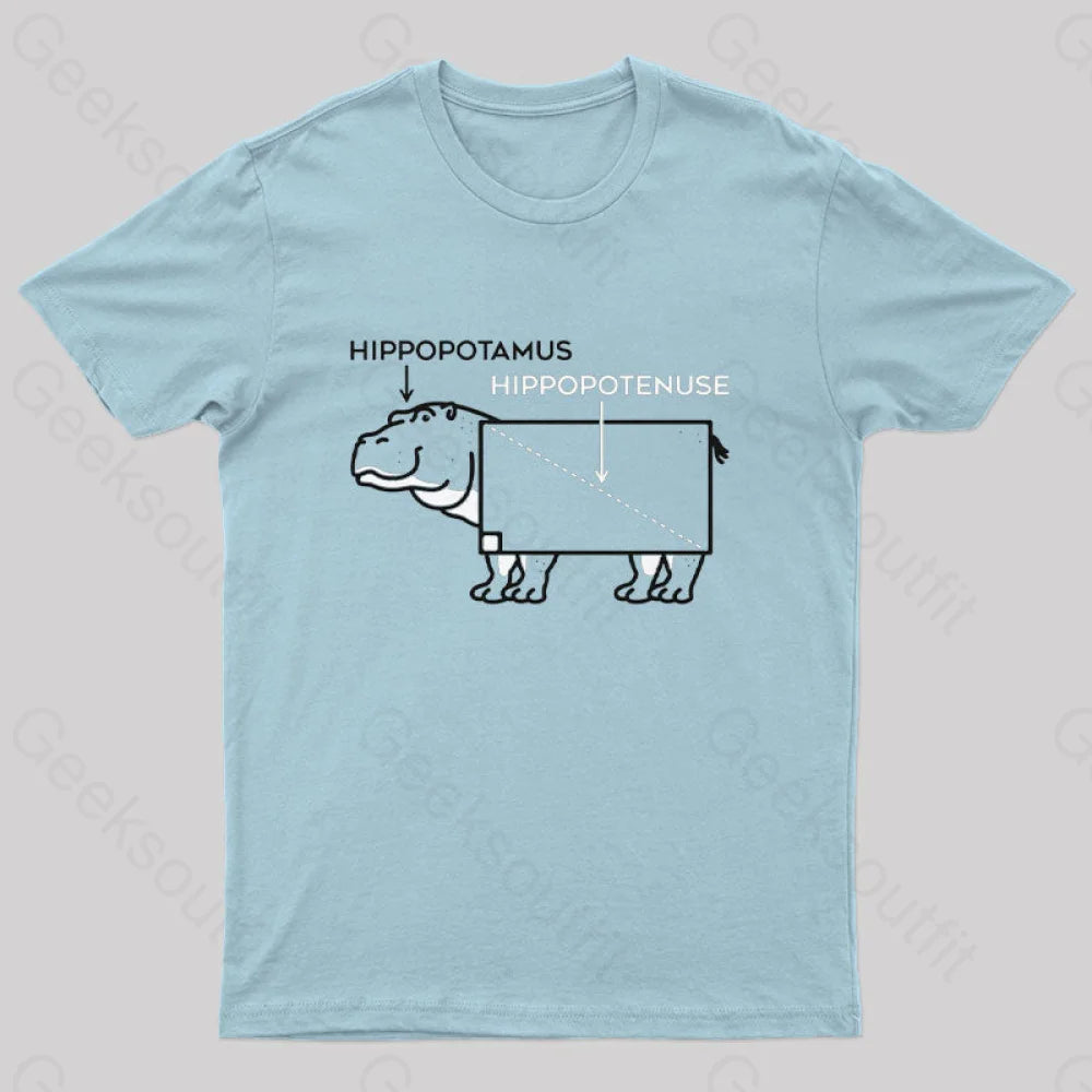 Hippopotamus And Hypotenuse T-Shirt Light Blue / S