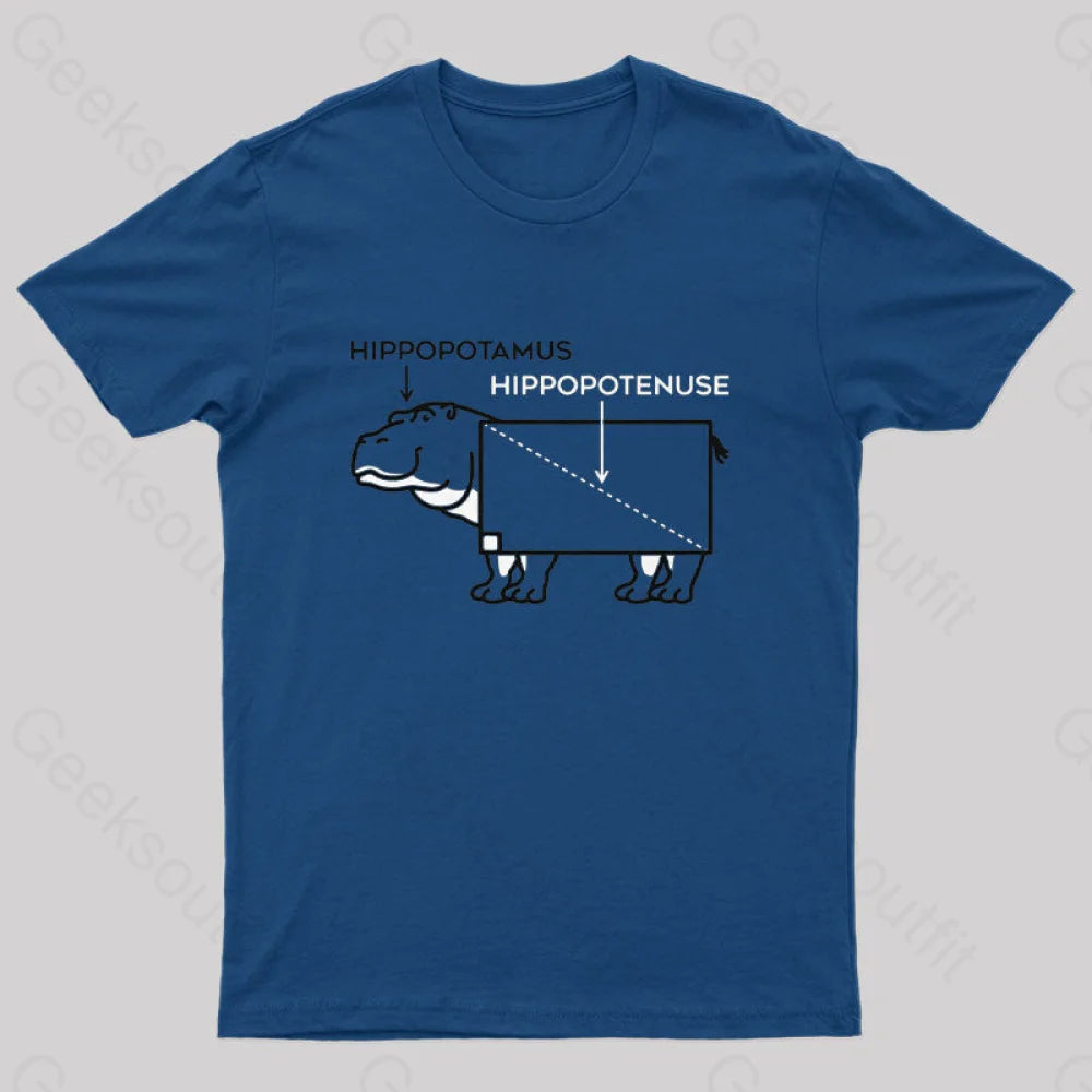 Hippopotamus And Hypotenuse T-Shirt Navy / S