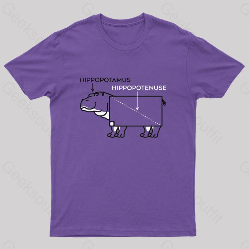 Hippopotamus And Hypotenuse T-Shirt Purple / S