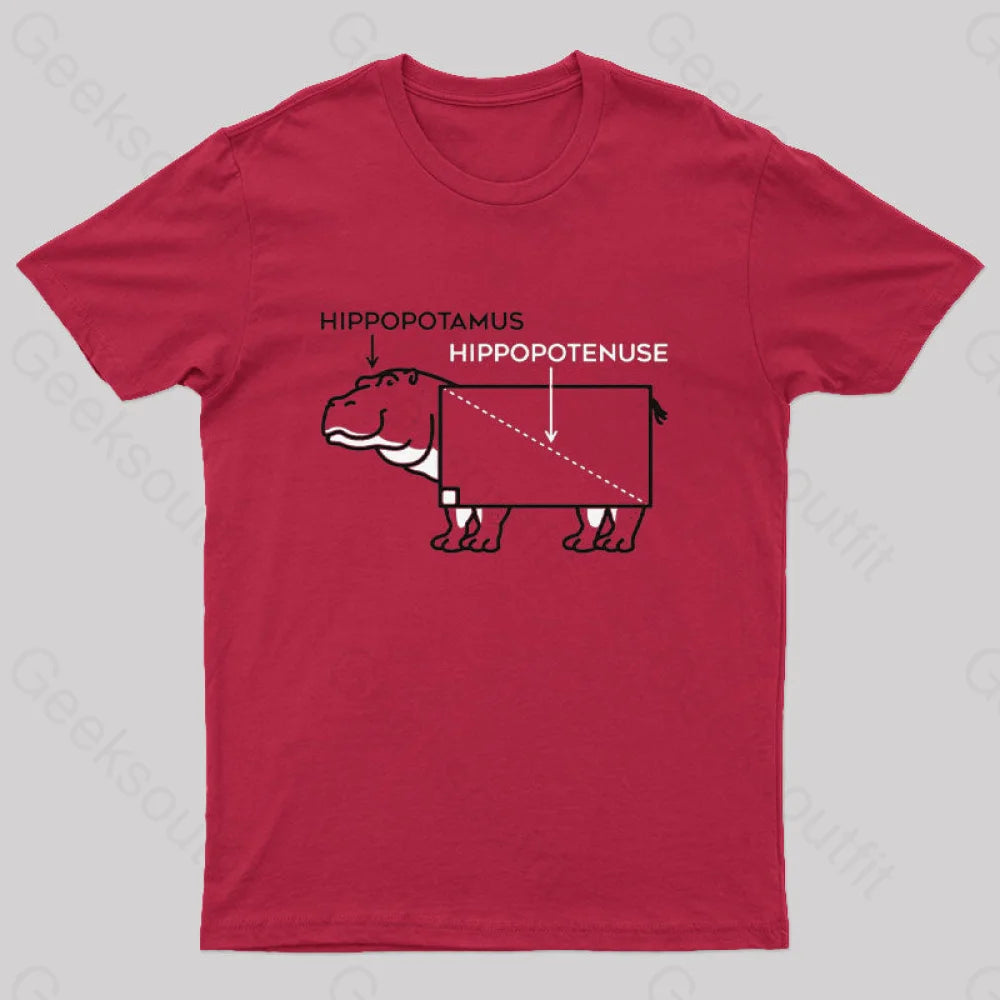 Hippopotamus And Hypotenuse T-Shirt Red / S